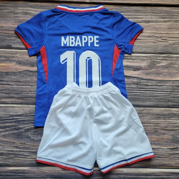 France Mbappe kid's soccer uniform Jersey and shorts - Picture 2 of 2